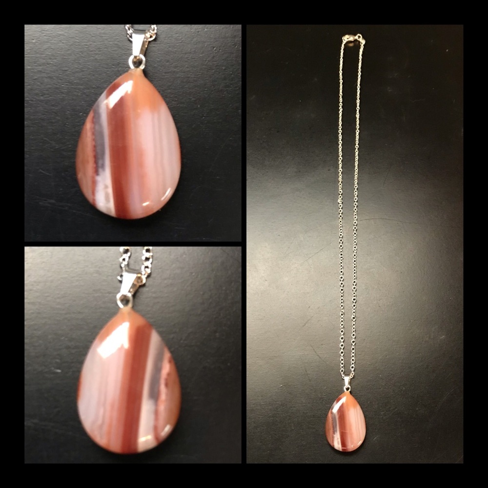 Natural Stone Tear Drop Necklace